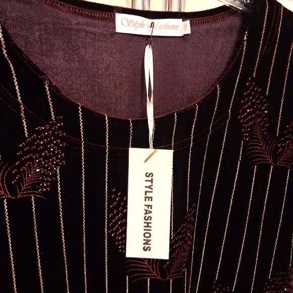 NWT Scoop Neck Purple Embroidered Blouse Long Sleeve Women’s Top 12 - Picture 6 of 9